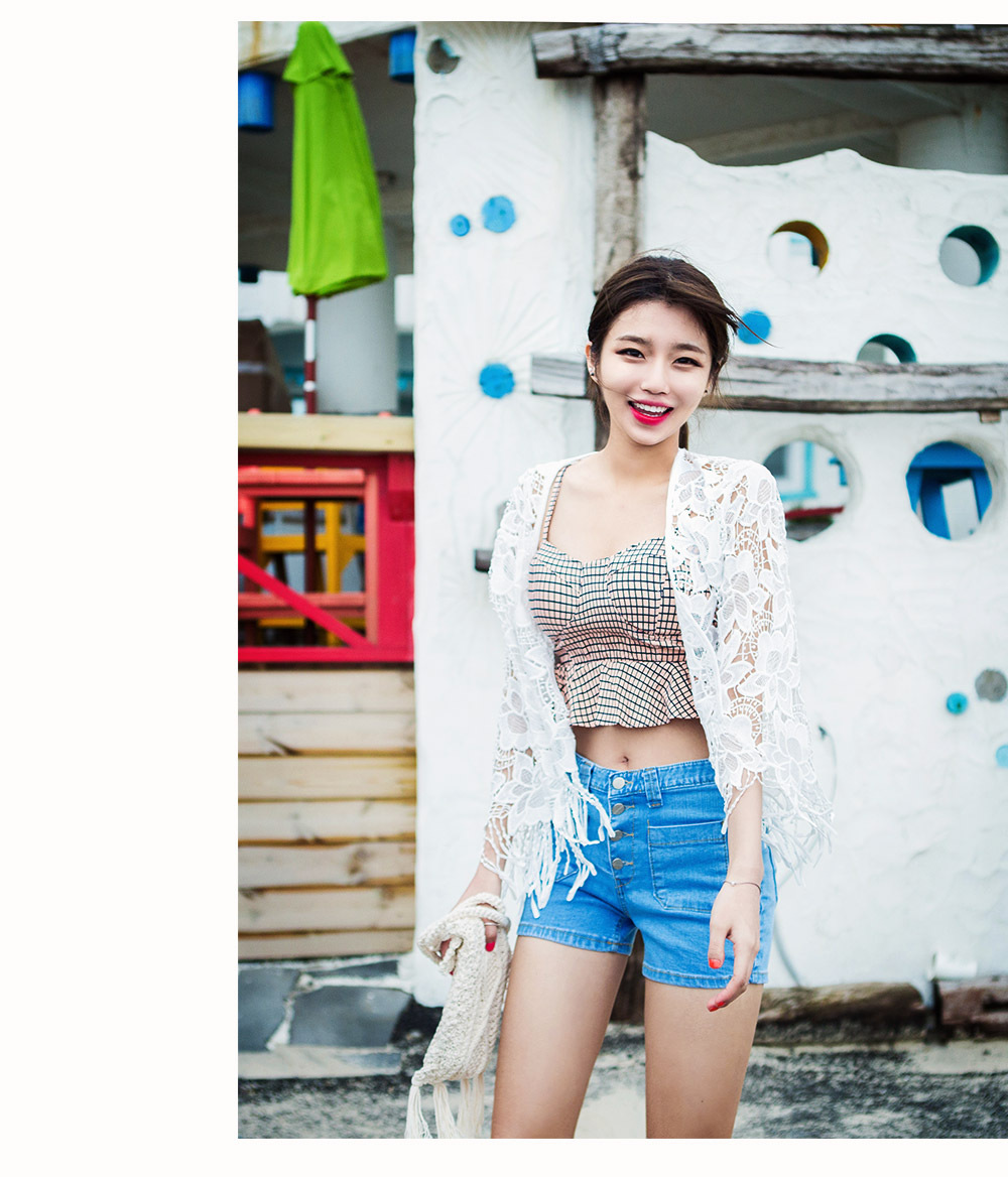 柳媛流苏勾花镂空防晒蕾丝衫#8137 黑色 l