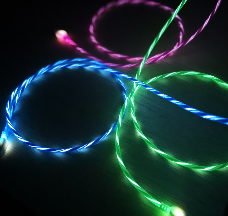 苹果8x iphone7 6s5抖音发光数据线流光追光流水充电线oppo vivo 蓝色