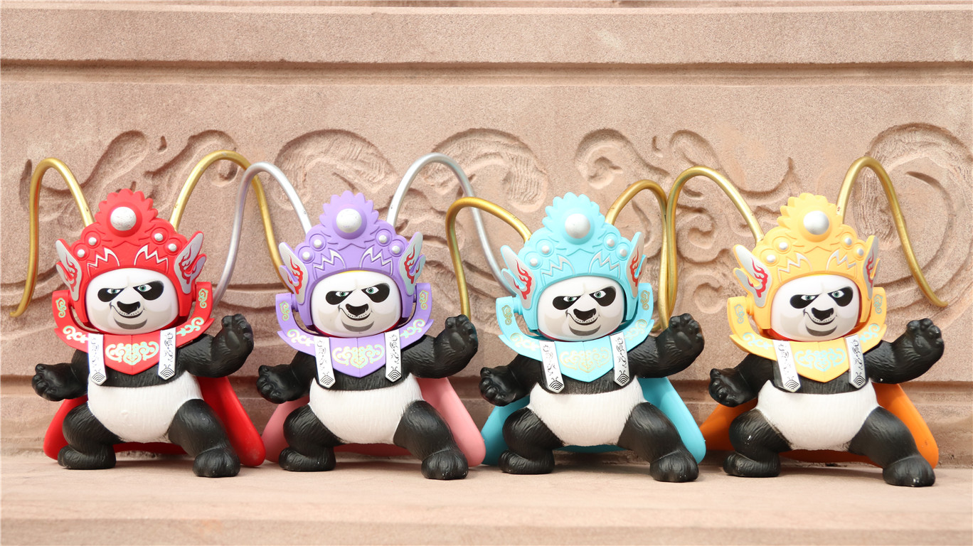 熊猫变脸娃娃川剧脸谱玩偶戏剧表演玩具摆件成都文化礼品听森雨红色