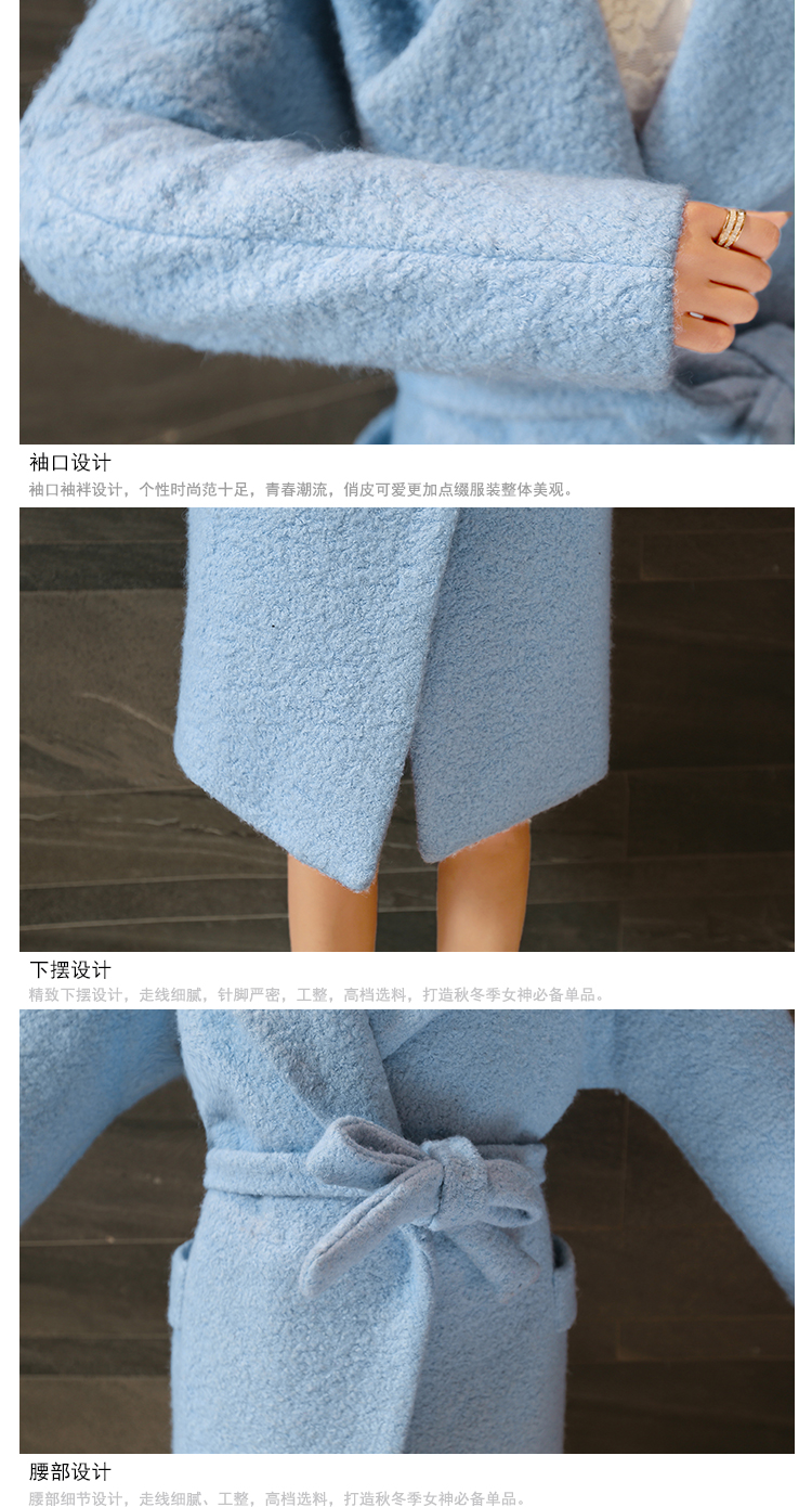 蔓洛(Manluo)2015冬装新款羊毛呢大衣女外套格子中长款韩版宽松大码JM80AN8Z 灰色 M