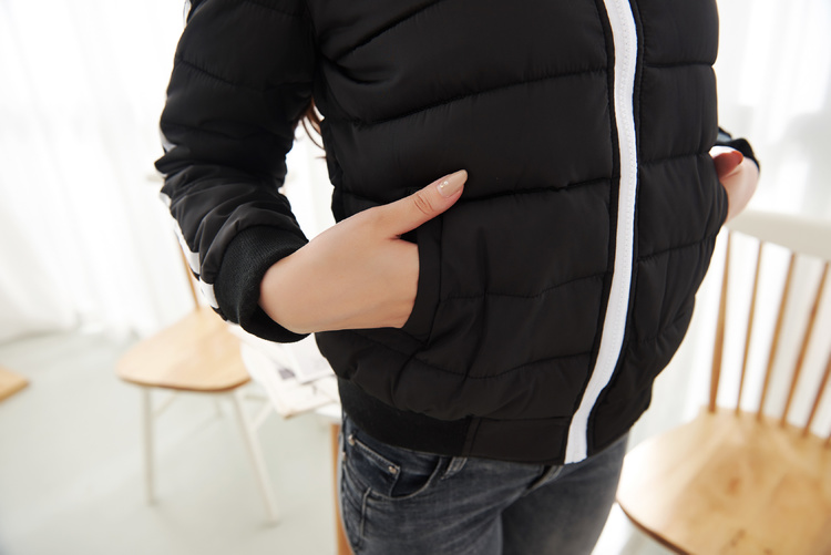 卓姿琪(zhuoziqi)秋冬学生棒球服轻薄短款羽绒棉服外套女 蓝色  XL
