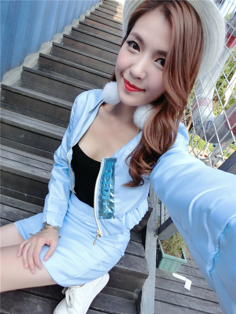 秋冬新款性感名媛时尚长袖短装小外套包臀裙两件套 套装女 白色 S