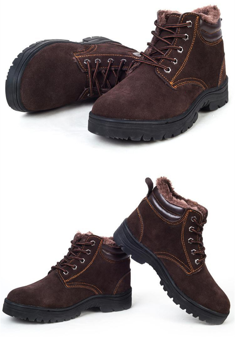 挺固 冬季低帮牛筋底棉劳保鞋加厚棉毛翻毛牛皮防寒保暖安全鞋 z101m