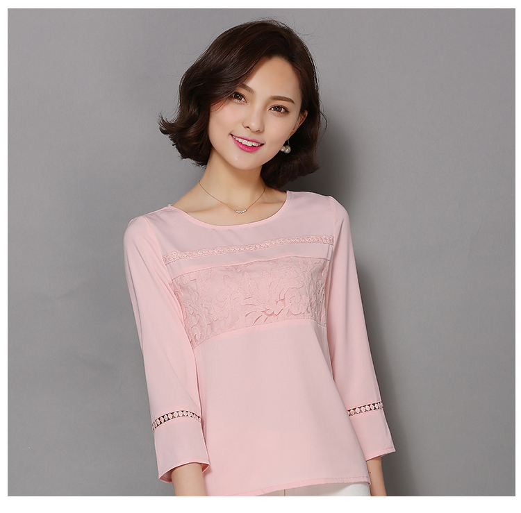 衣盟2016春装新款韩版时尚长袖圆领纯色上衣小衫雪纺衫