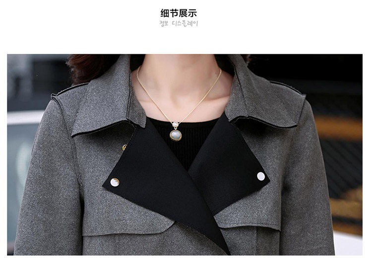 简草风衣外套女2015秋冬新款大码韩版显瘦双排扣中长款毛呢大衣女外套 酒红 M