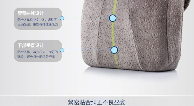 
                                        365SLEEP慢回弹护腰靠垫 椅子车用办公室靠枕 记忆棉腰靠背垫 藏青色升级款 41*37*9.5                