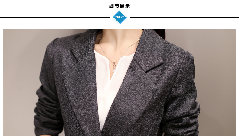 妮唯淳 2015秋冬季一粒扣修身显瘦西装外套纯色女装长袖韩版棉麻西服 图片色 XL
