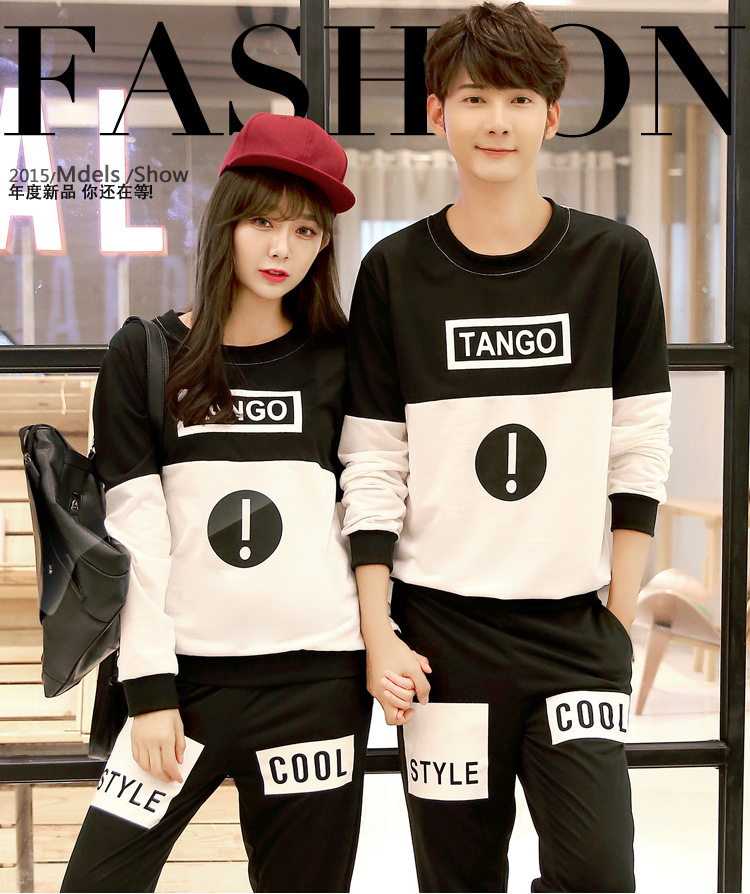 幕依2679# 2015韩版秋冬装时尚印花情侣装上衣宽松长袖套头单卫衣班服