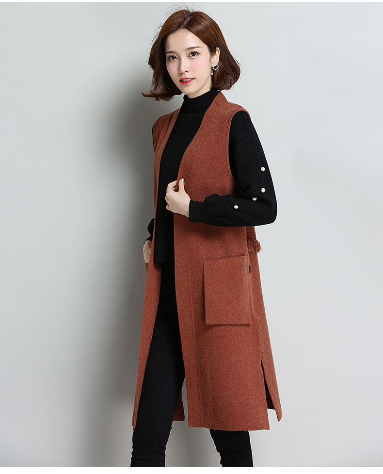 娜织背心马甲女针织衫女开衫外搭中长款外套2018春秋季新款女装衣服潮