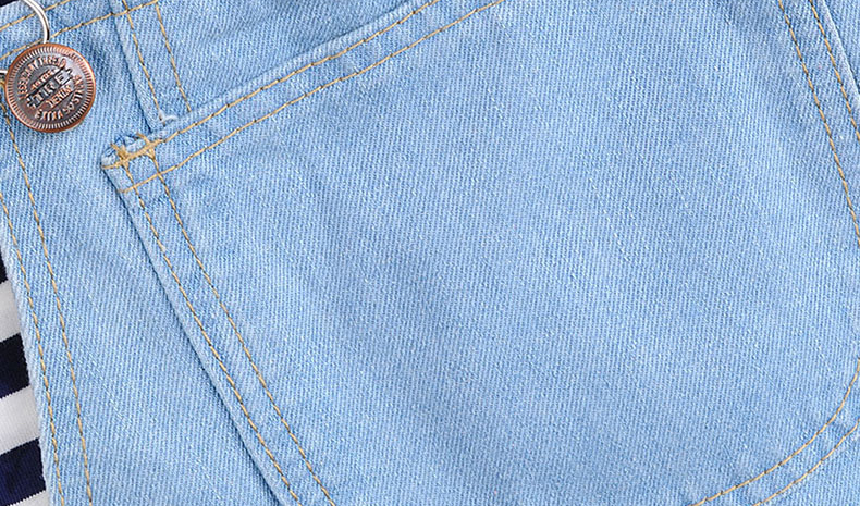 hm cn2014春夏新款牛仔背带短裤女复古街头挽边做旧牛仔背带裤 浅蓝色