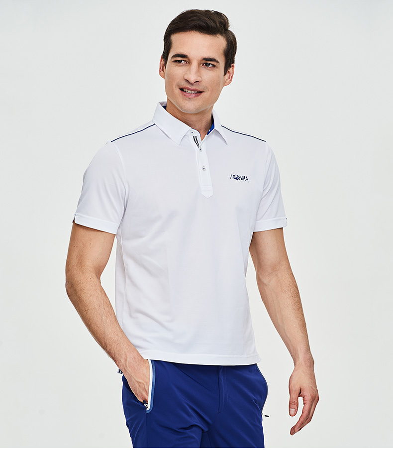 honma高尔夫服装男短袖春夏运动面料polo衫舒适透气t恤 粉红 s【图片