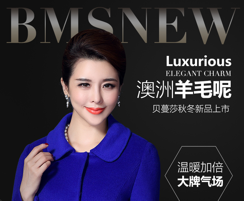 2015新款秋装韩版修身呢子大衣 大码短款中老年女装毛呢外套女 灰色 XL