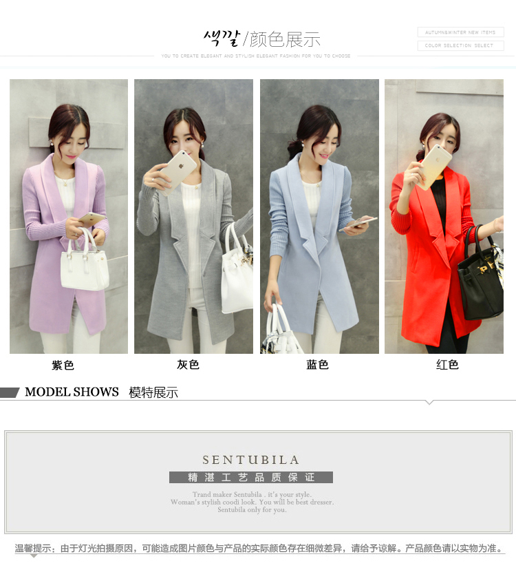 瓦帝戈顿毛呢大衣女装秋冬新款韩版女中长款西装领风衣外套2002 灰色 L