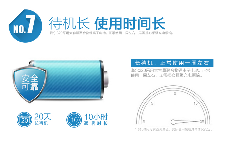 海尔HG-M320 老人手机 移动/联通2G 超长待机 典雅银