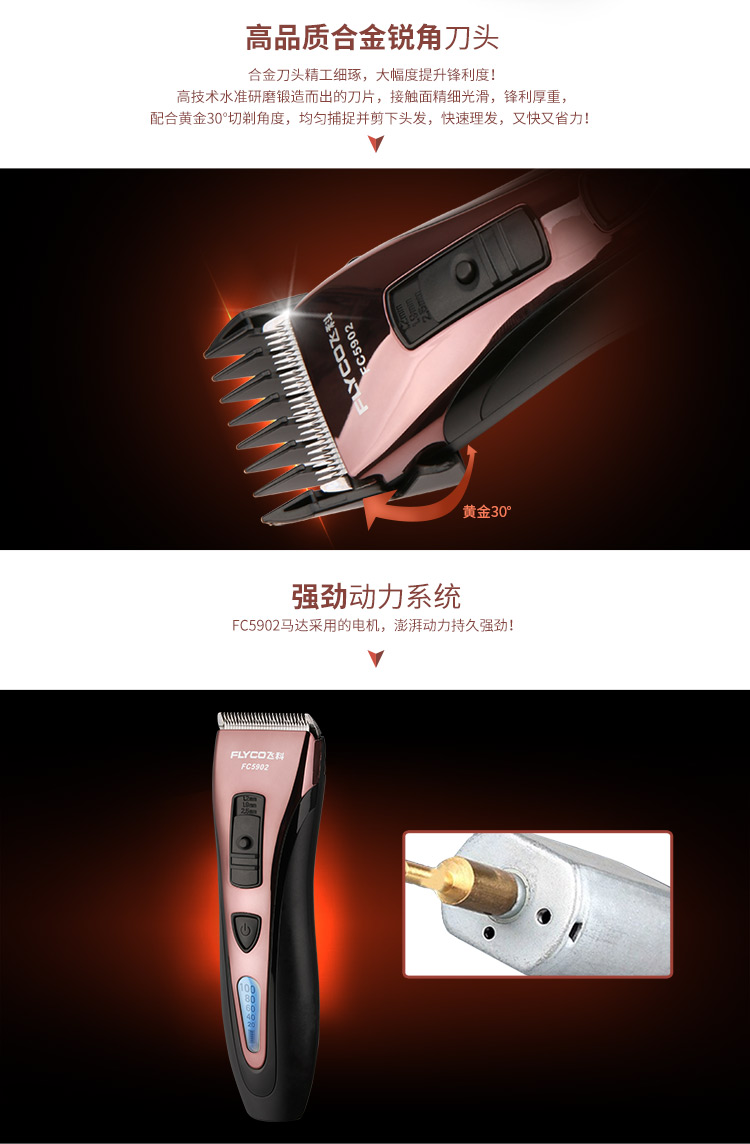 
                                        
                                                            飞科(FLYCO)专业电动理发器成人儿童电推剪 剃头电推子 FC5902                