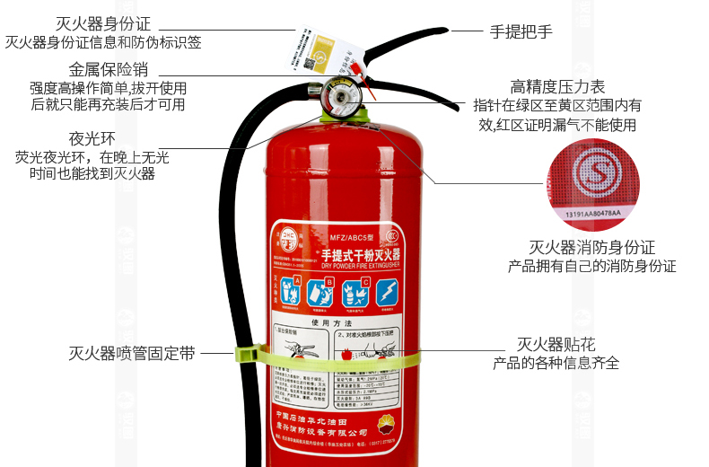 国企华油华消干粉灭火器2公斤灭火器家用汽车1kg2公斤华消国标干粉