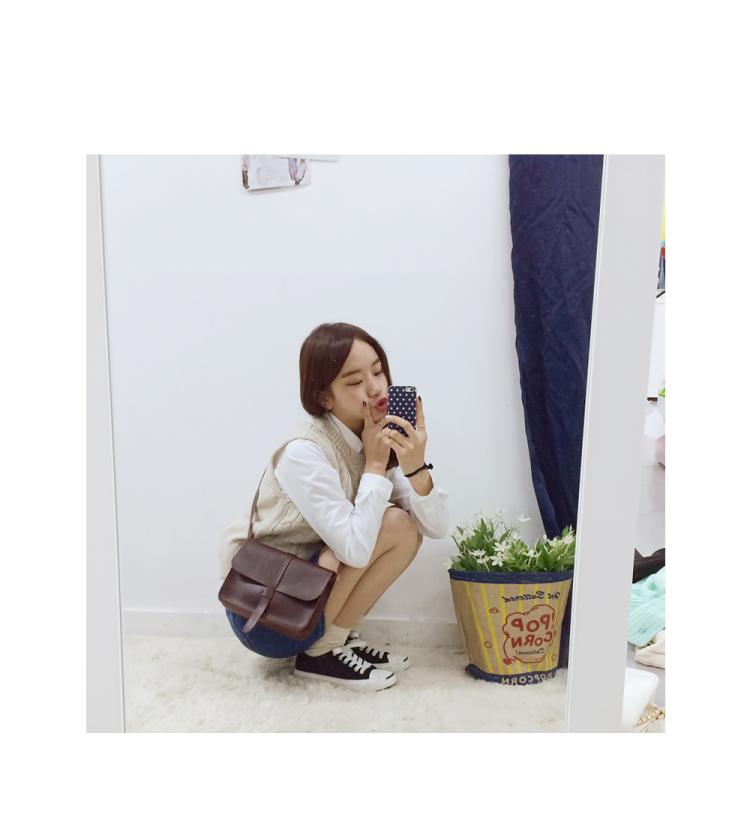 羊奈2015秋装新款百搭宽松侧开叉针织麻花背心毛线马甲套头毛衣 杏色 均码