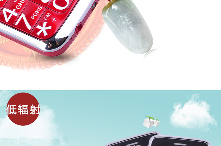 大显（DaXian） DX800 移动/联通2G直板老人手机 红色