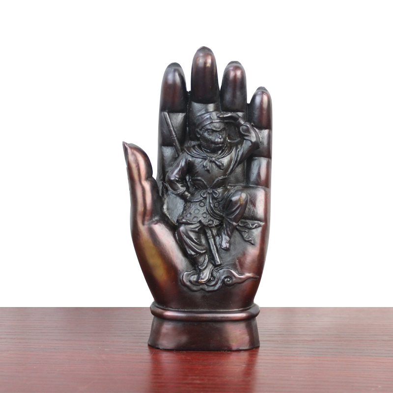 宇卓铜器纯铜佛手黄铜佛手托如意铜佛手托荷叶工艺品摆件大号佛手悟空