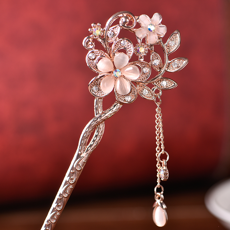 彼岸花发簪古代宫廷中国风发饰公主淑女盘发步摇钗子流苏古典簪子紫色