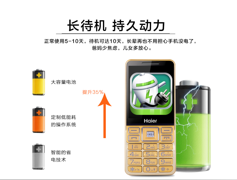 海尔 M319 移动/联通2G 双卡双待 老人手机 黑色