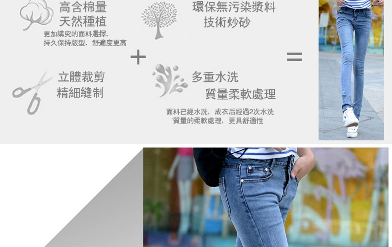 
                                        芷筝春秋新款牛仔裤女弹力修身显瘦小脚铅笔裤韩版长裤NZK501 蓝色 27码                