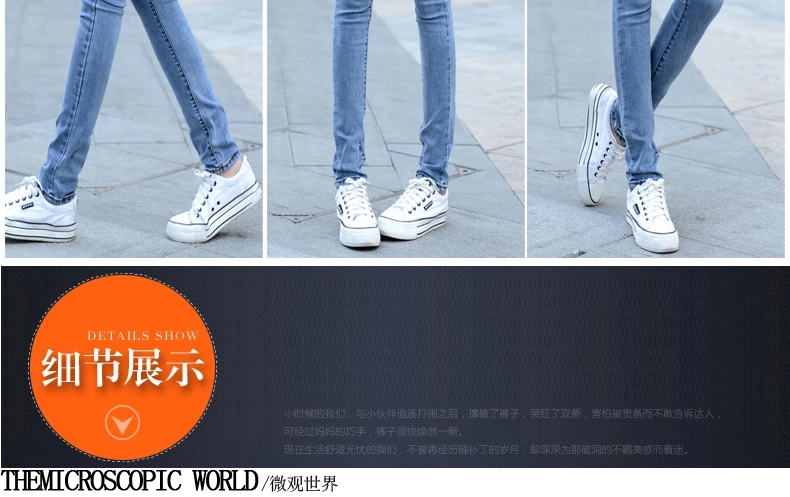 
                                        芷筝春秋新款牛仔裤女弹力修身显瘦小脚铅笔裤韩版长裤NZK501 蓝色 27码                