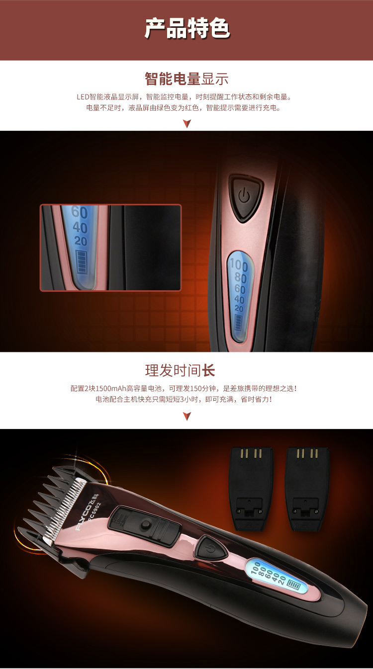 
                                        
                                                            飞科(FLYCO)专业电动理发器成人儿童电推剪 剃头电推子 FC5902                