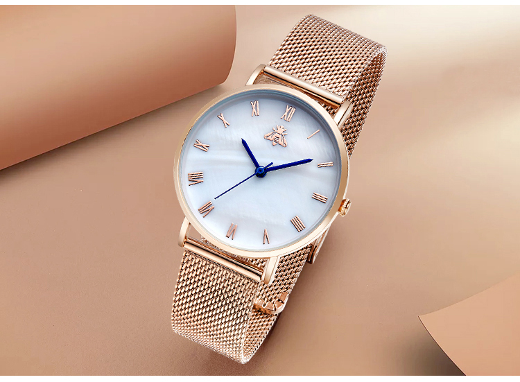 防水小清新 时尚腕表女简约情侣可爱钢带网带贝壳白面创意手表原宿风