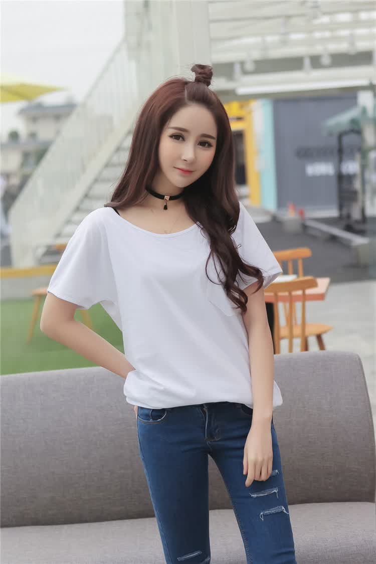 怡心怡 2016夏季新款韩版时尚宽松短袖圆领t恤女 白色 均码