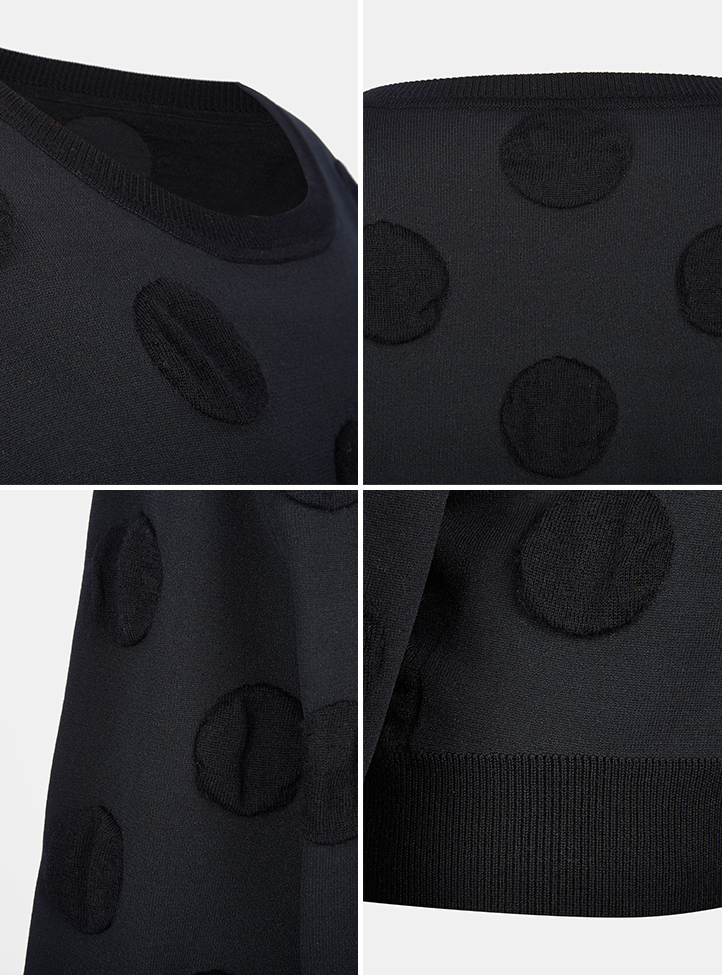
                                        哥弟女装新品圆领蝙蝠袖提花波点卫衣长袖T恤790130 黑色 M(3码)                