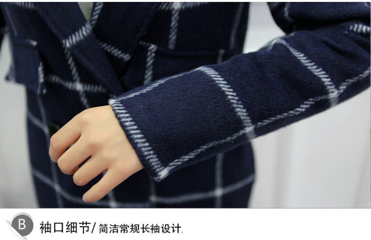 魅焰2016秋冬毛呢外套女中长款格子毛呢大衣 清货价 桔色 XL