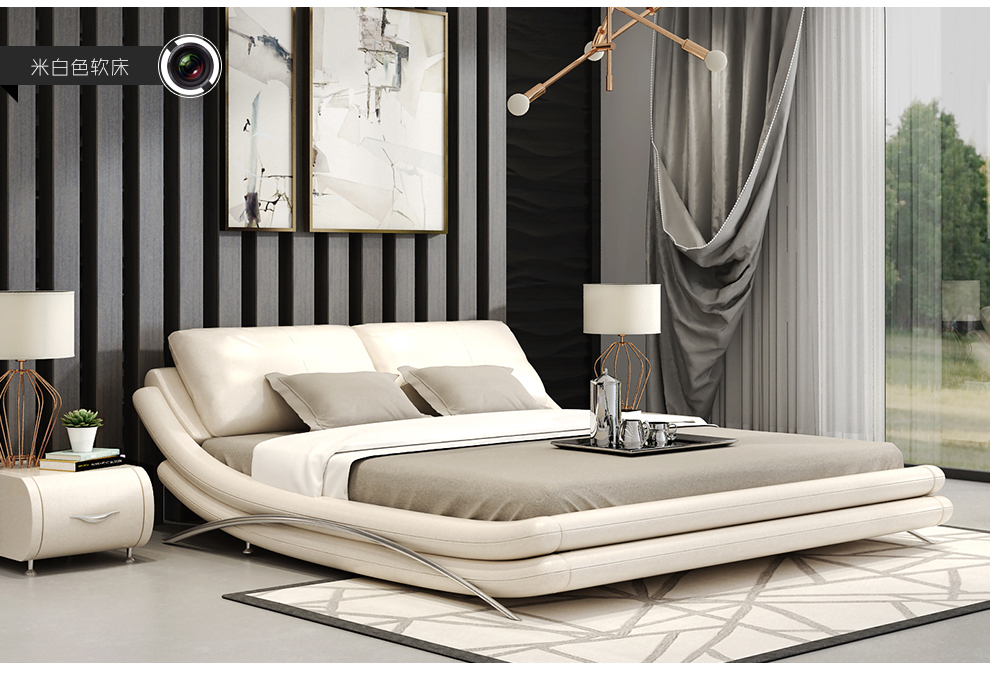 思享家 床 真皮床 皮床 床垫 现代简约 小户型 单人床 双人床 软床1.