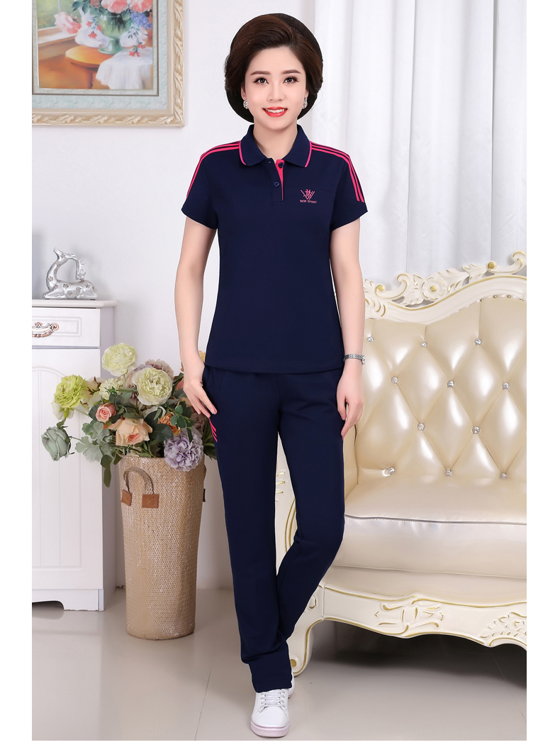 老年女装夏装套装40岁50岁60岁妈妈装t恤短袖长裤中年人妇女大码夏季