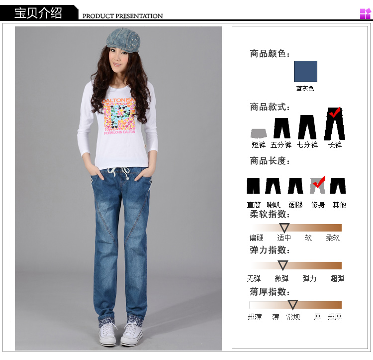 
                                        凝客诚品 春秋装新款牛仔裤女宽松韩版高腰休闲裤直筒长裤子 水洗蓝 M                