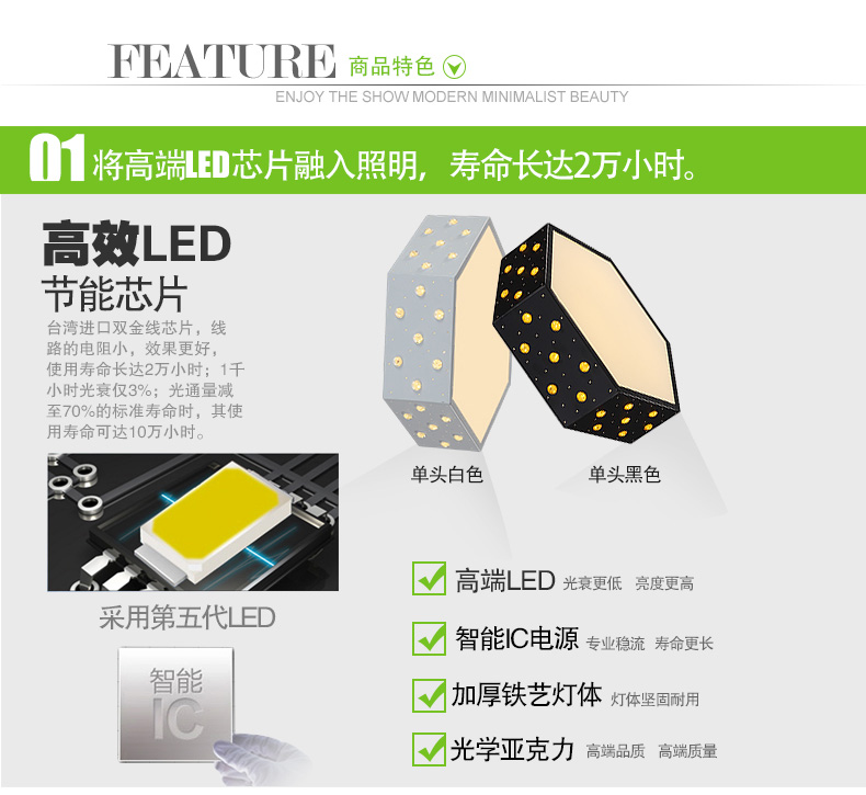 客厅灯现代简约 led吸顶灯 DIY创意灯饰 大气卧室书房餐厅灯时尚书房节能灯具X5188 白色单头三色-需要几头拍几个