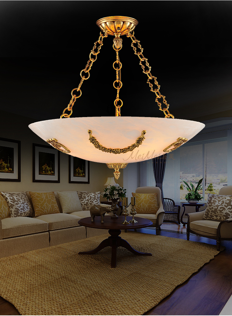 每美 欧式云石半吊灯 美式入户卧室灯阳台过道全铜装饰灯具7006 直径