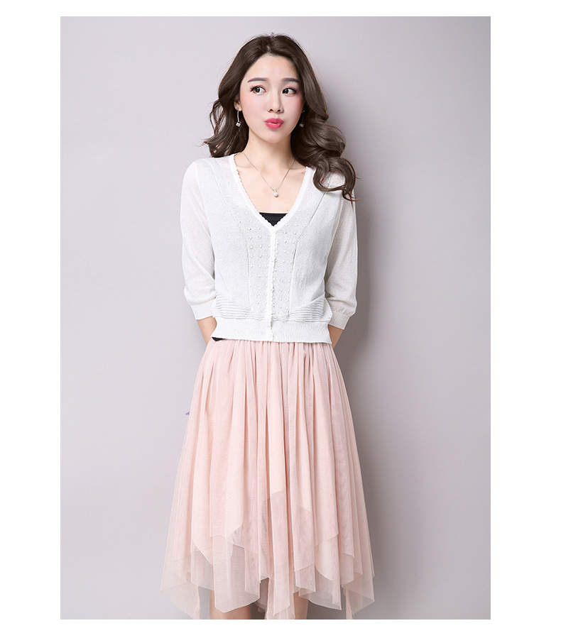 雪夕2016夏季新款针织衫女披肩女开衫女韩版蕾丝显瘦短外套女装春夏装