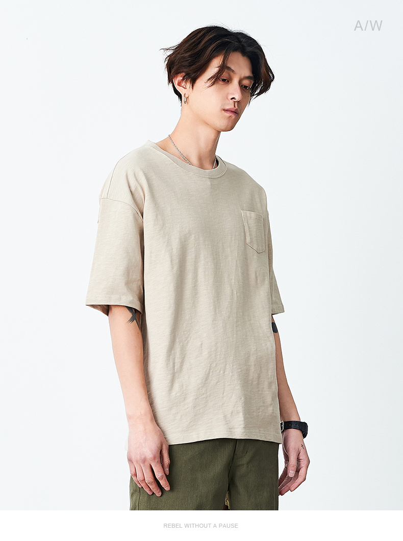 dusty夏季潮流青年廓形oversized短袖t恤宽松基础款中袖tee 灰蓝色 xl