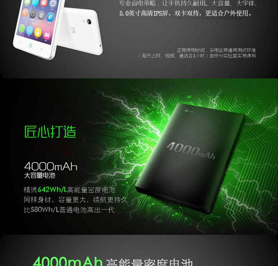 中兴 ZTE Q519T 移动4G手机 白色 标配版