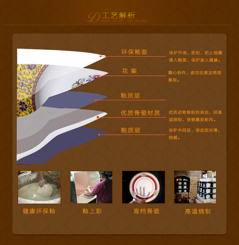 
                                        敬瓷坊 景德镇瓷器 56头骨瓷套装 盘碗碟餐具套装 奢华欧式金边碗 婚庆乔迁 礼品礼盒 皇家巴洛克 56头                