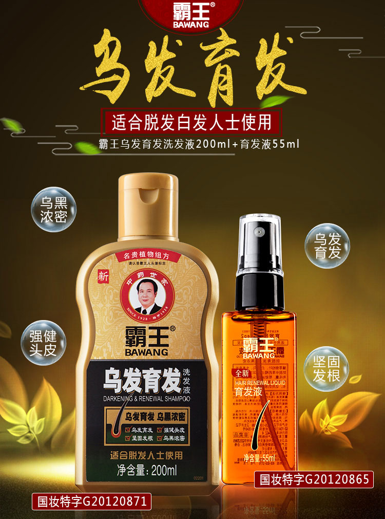 霸王 育发防脱护理套装 霸王育发防脱洗发液200ml 霸王育发液55ml