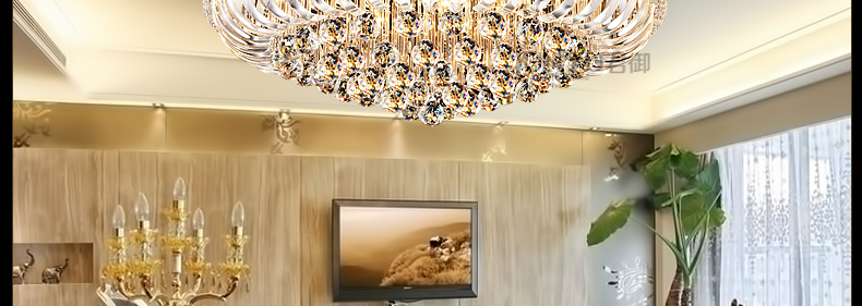 
                                        科美家 客厅灯 圆形水晶灯卧室灯led吸顶灯现代简约灯具2200 直径50cm无极调光10-15平 卧室                