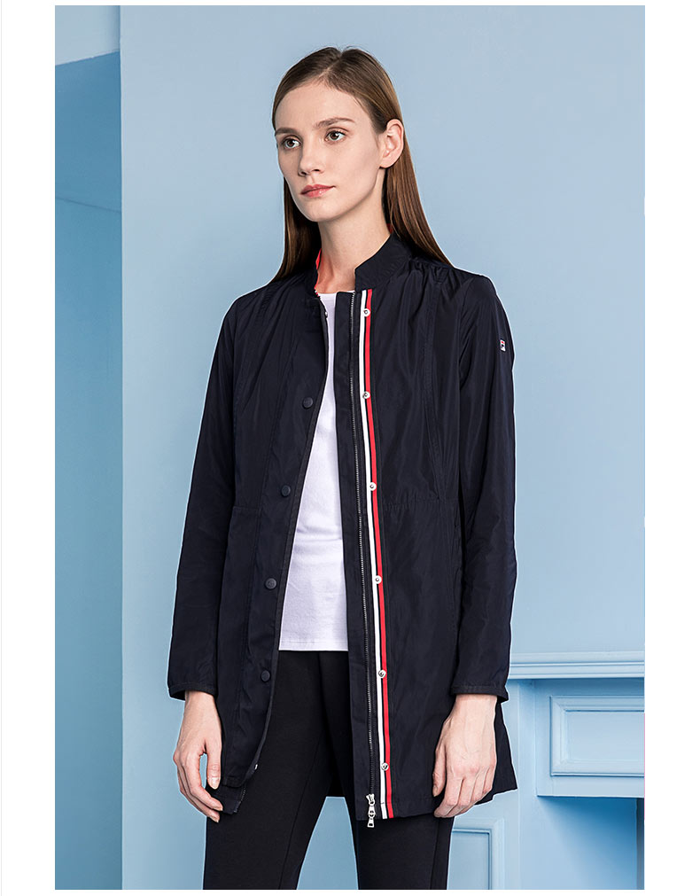 fila(斐乐)2018 w系列 女外套春季新款针织外套简约防风耐磨中长款