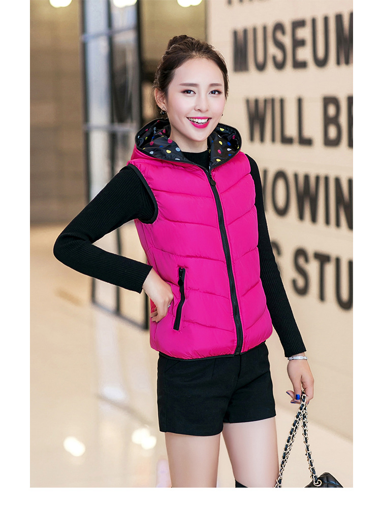 朵唯丽人 2015秋冬韩版新款时尚修身羽绒服连帽马甲女169 黑色A XL