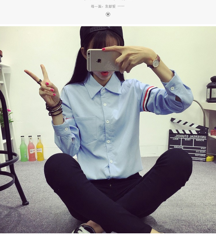 仁俪2016春季新款韩版衬衫女学院风学生大码时尚百搭纯棉纯色衬衫 白色春款 M