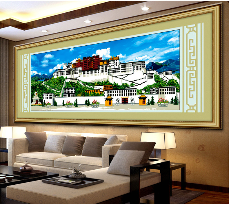 蒙娜丽莎水晶钻石十字绣满钻客厅大画5D钻石画布达拉宫钻石绣贴钻画砖石画5d满钻点钻绣水晶画 YT8372