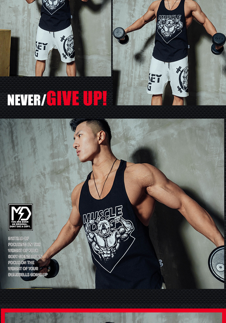 muscledog 经典宣言no pain no gain 大肌霸狗健身训练热血背心 黑色