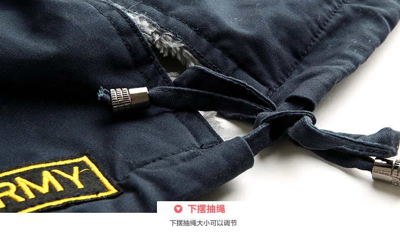 星琴少女秋装2015新款加绒冬中长款韩版青少年初高中学生风衣外套 藏青色 M