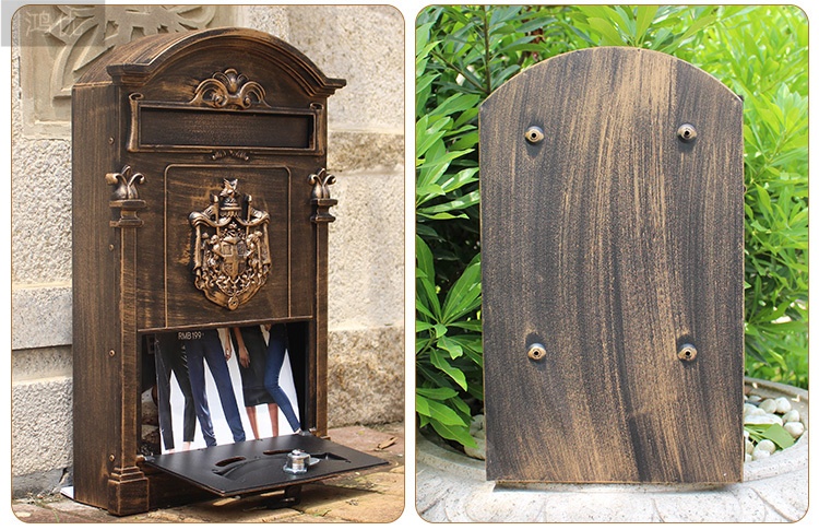 信箱欧式别墅复古邮箱信报箱挂墙室外防锈报纸杂志箱邮筒 小狗_现价-1